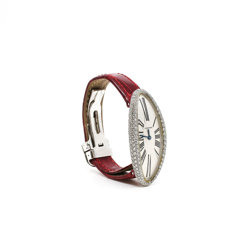 lady baignoire allongee medium 18k wg 2.67ct diamonds - L'UXE LINK