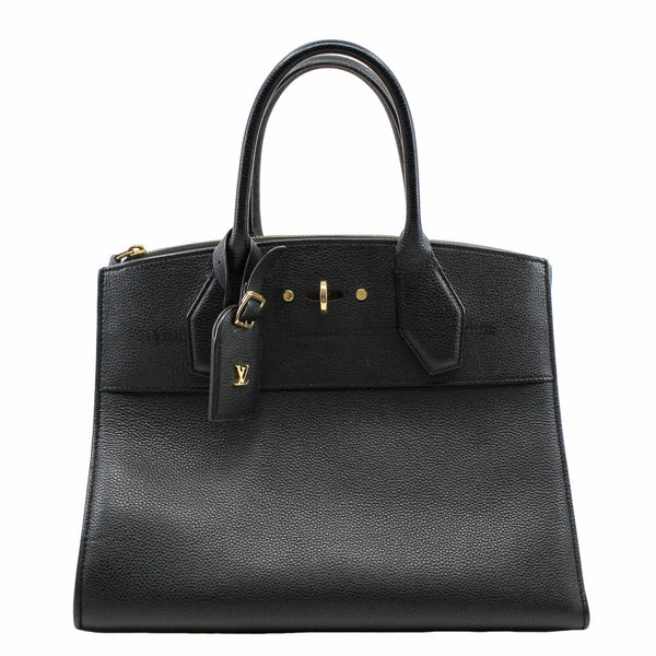 City Steamer Handbag Leather medium black  GHW - L'UXE LINK