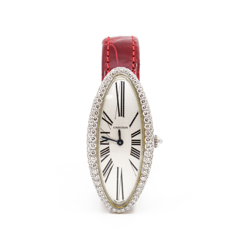 lady baignoire allongee medium 18k wg 2.67ct diamonds - L'UXE LINK