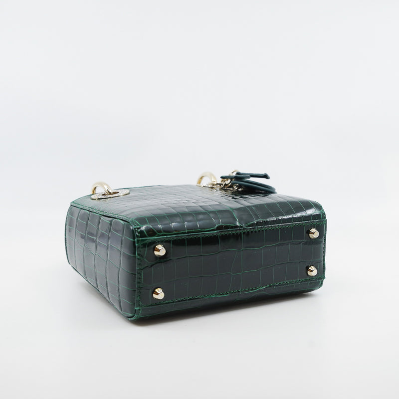 mini lady aligator green phw with crystal - L'UXE LINK