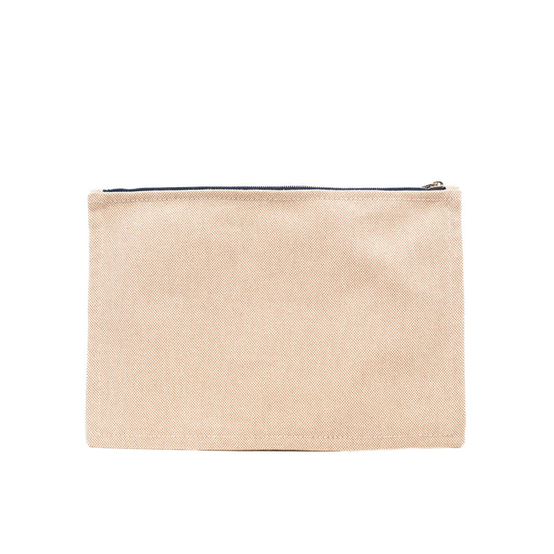 zippy clutch in fabric beige