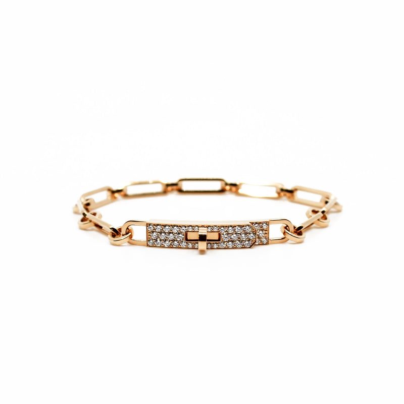 kelly chain bracelet 18k half diamonds - L'UXE LINK
