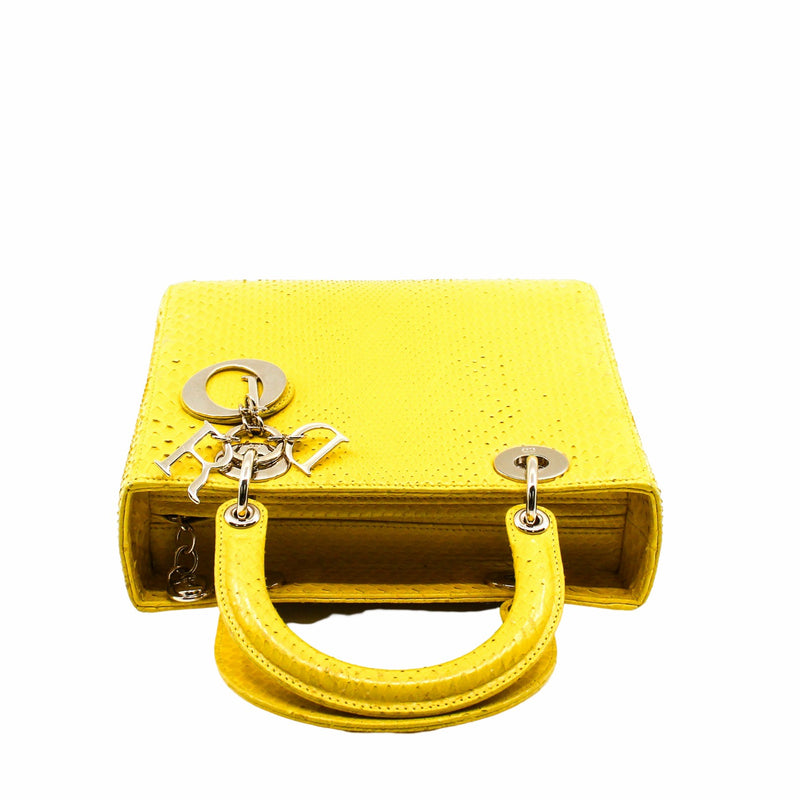 lady dior medium snake yellow phw