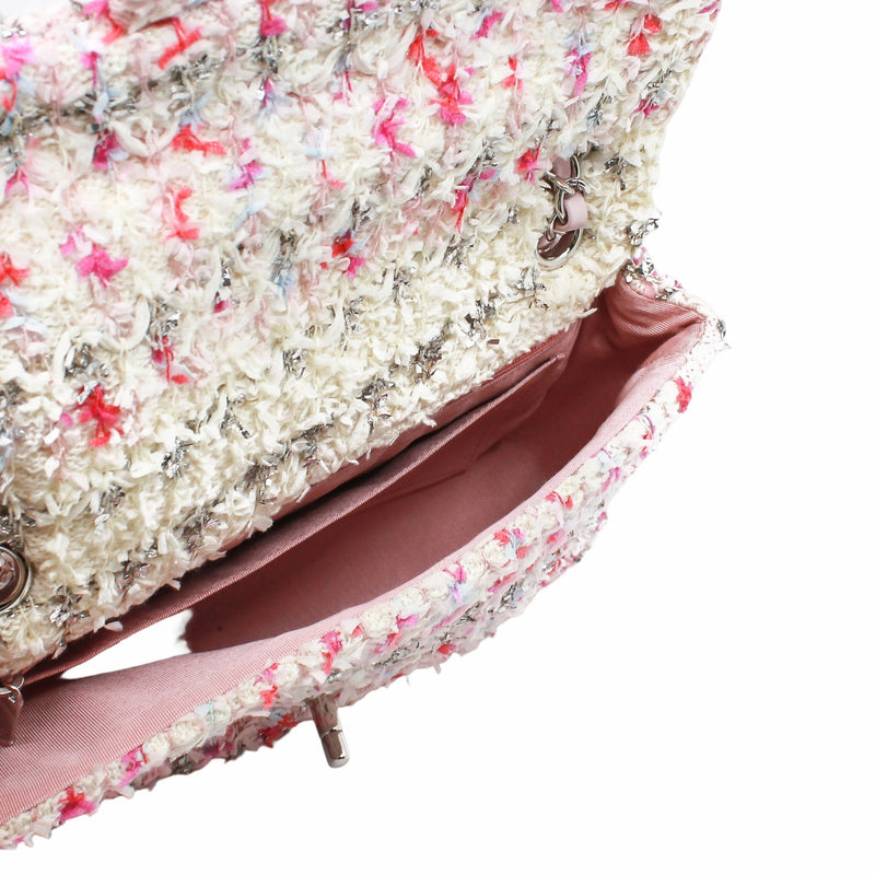 flap bag medium with knitted in cotton  multi pink phw seri 26 - L'UXE LINK