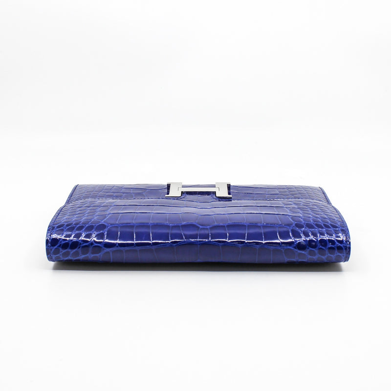 constance wallet crocodile 7T blue phw Q stamp - L'UXE LINK