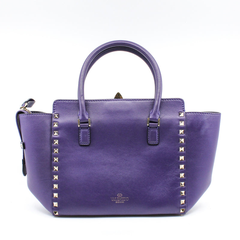 ROCKSTUD TOTE PEBBLED SMALL LEATHER purple PHW - L'UXE LINK
