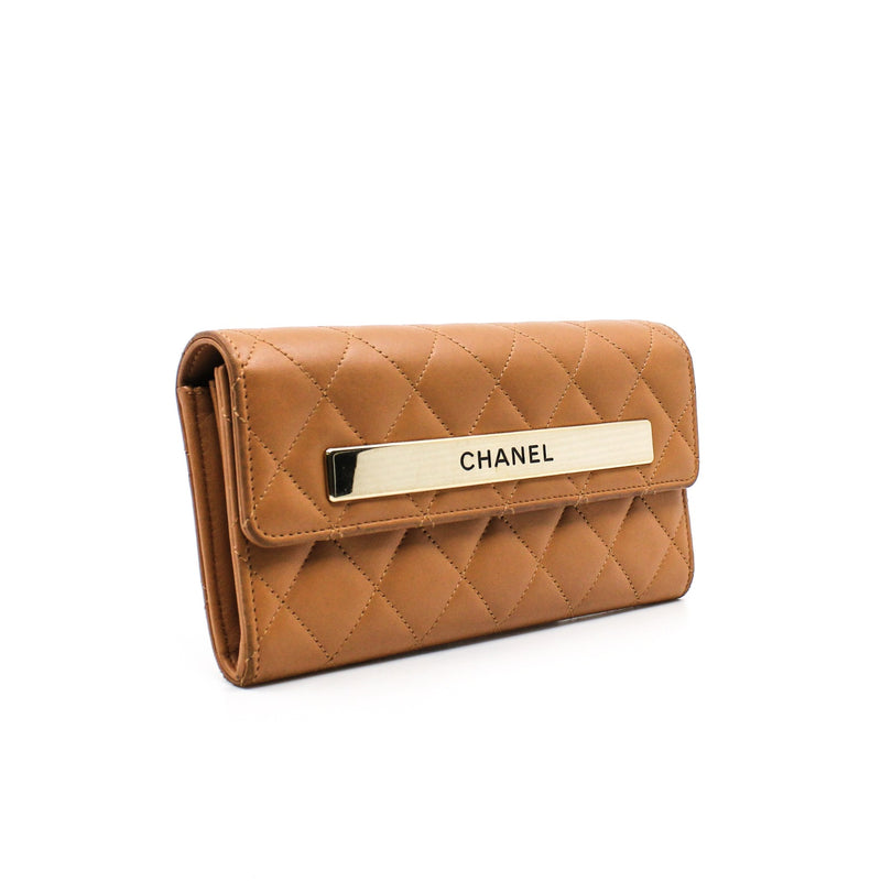 long wallet lamb skin brown  ghw seri 22 - L'UXE LINK