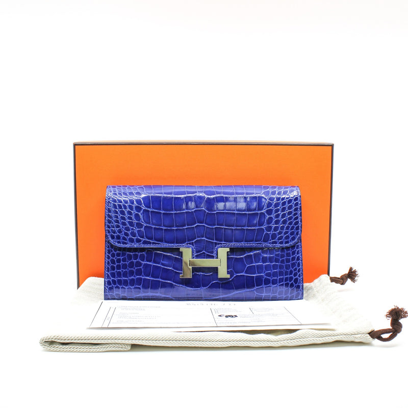 constance wallet crocodile 7T blue phw Q stamp - L'UXE LINK