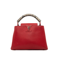 capucines bb with snake handle in leather red - L'UXE LINK