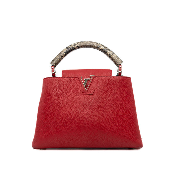 capucines bb with snake handle in leather red - L'UXE LINK
