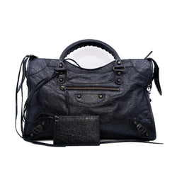 part time studs shoulder bag in leather black ruthenium hw