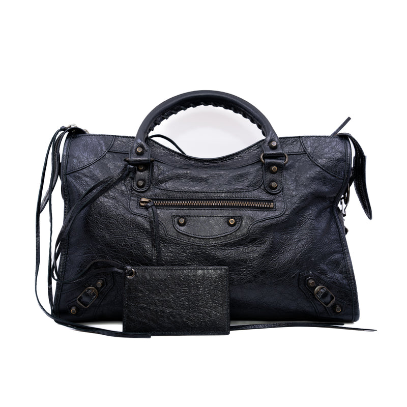 part time studs shoulder bag in leather black ruthenium hw