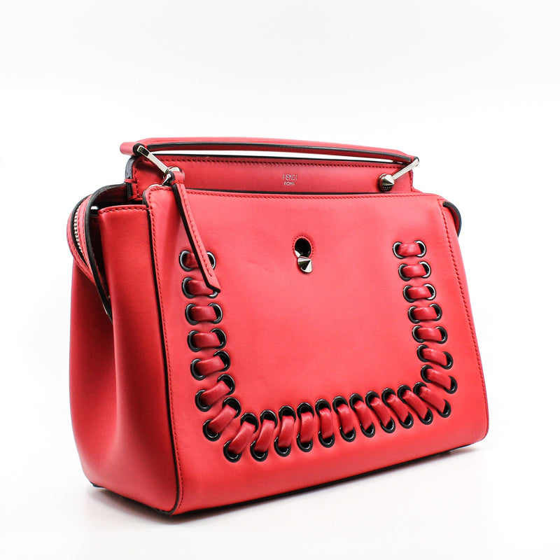 Fendi Off RED Leather Dotcom Top Handle Bag