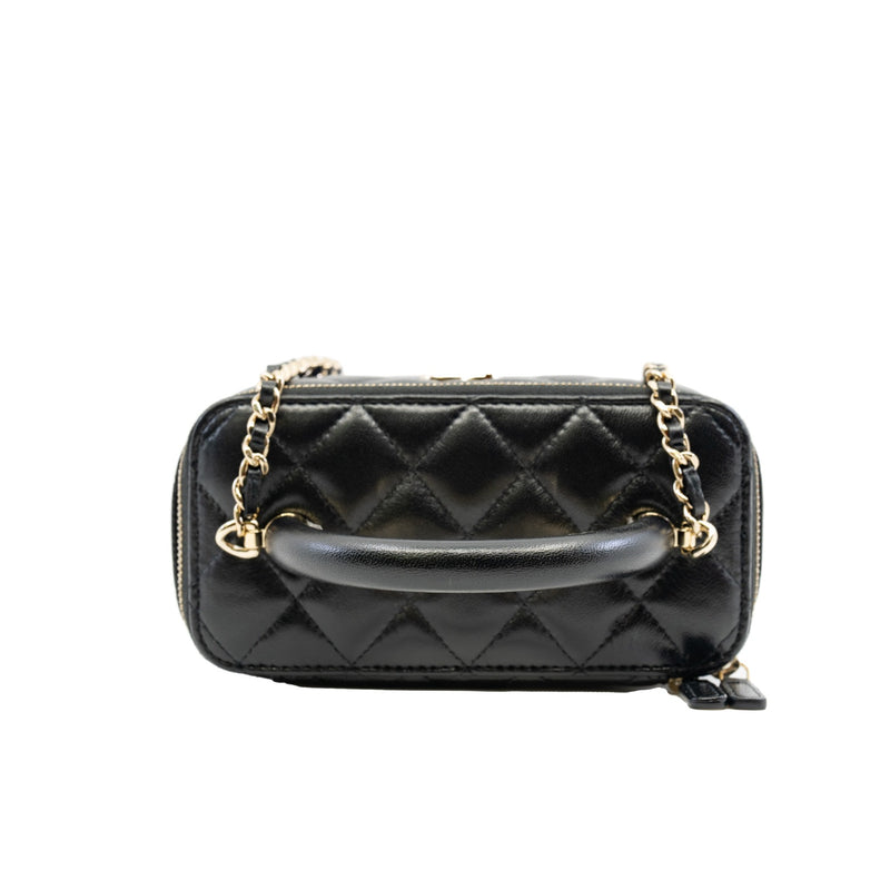 vanity case with handle in lamskin black ghw # ECU