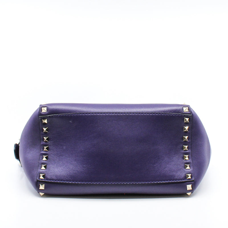 ROCKSTUD TOTE PEBBLED SMALL LEATHER purple PHW - L'UXE LINK
