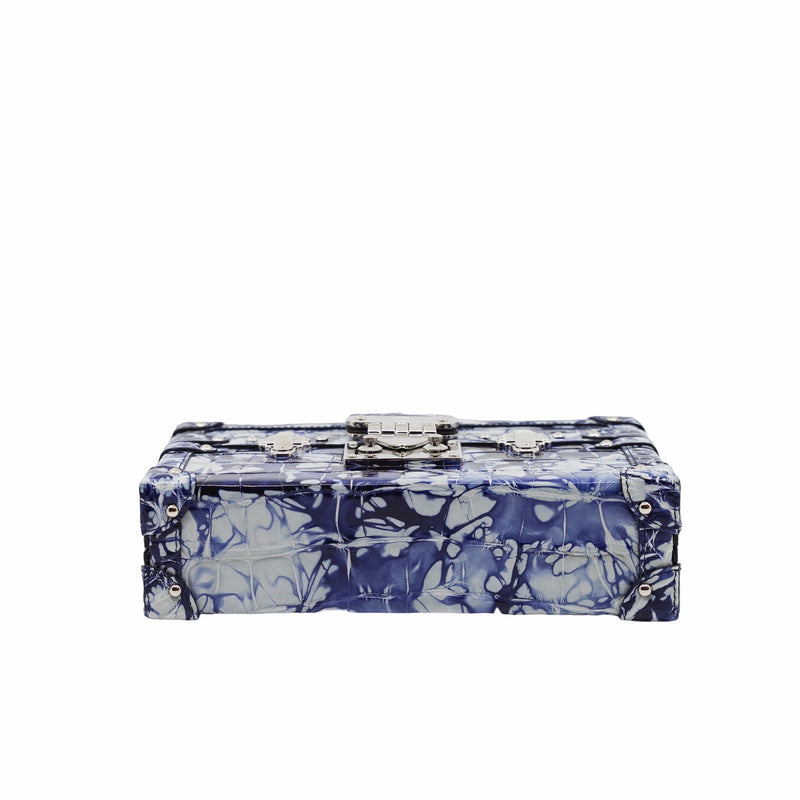 PETITE MALLE CROCODILE blue and white PHW
