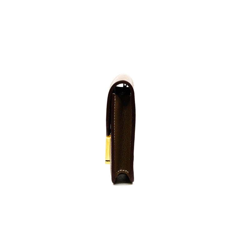 constance slim etoupe leather b stamp - L'UXE LINK