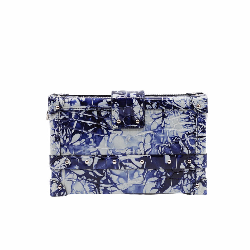PETITE MALLE CROCODILE blue and white PHW