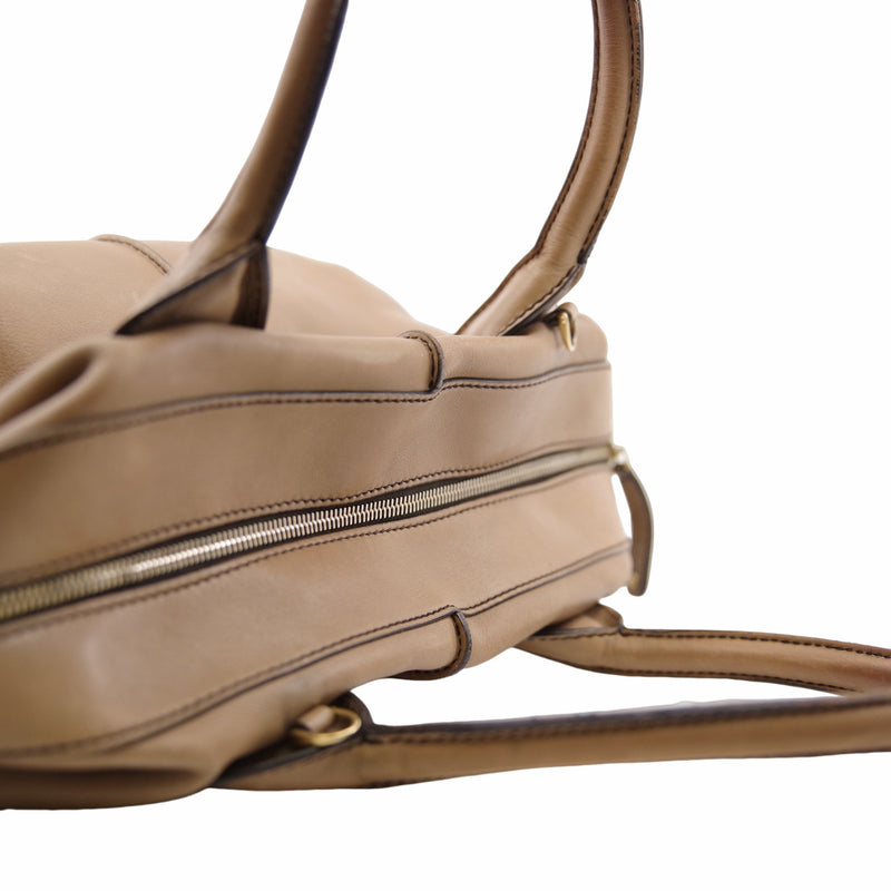 Two-way Shoulder Handbag Leather Brown - L'UXE LINK