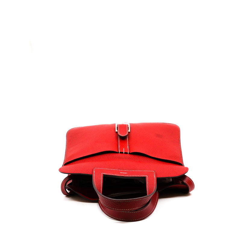 halzan 31cm in tc leather red phw T stamp - L'UXE LINK