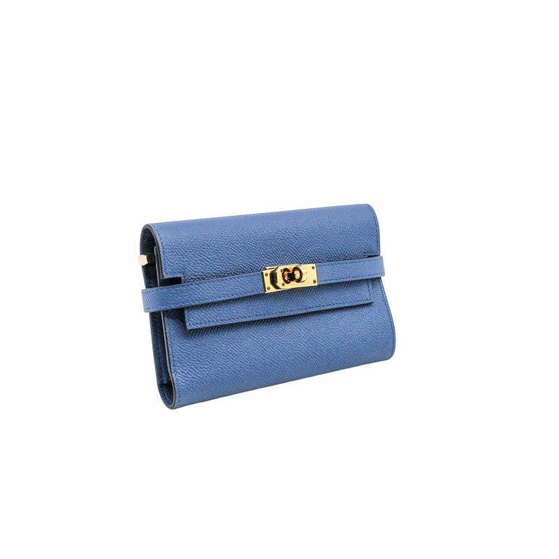 kelly short wallet epsom leather r2 blue agate  phw - L'UXE LINK