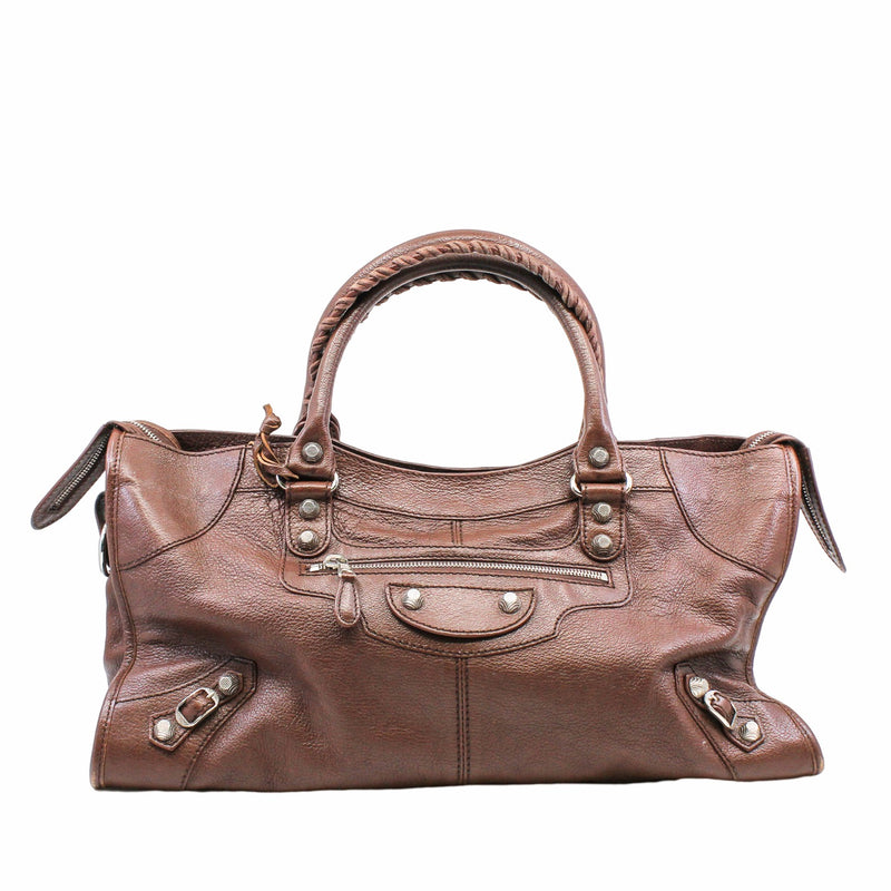 CITY CLASSIC STUDS BAG SMALL LEATHER BROWN PHW