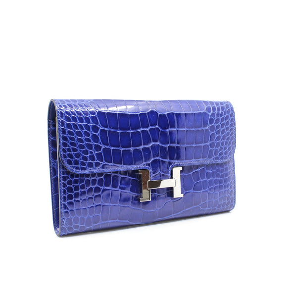 constance wallet crocodile 7T blue phw Q stamp - L'UXE LINK