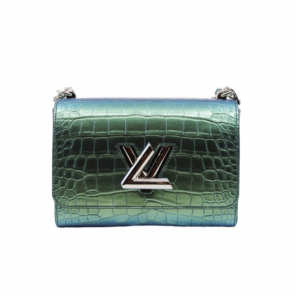 twist chain bag  crocodile green phw