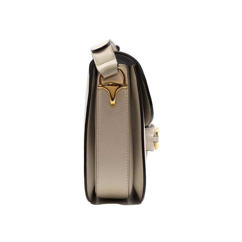 Horsebit 1955 shoulder bag in white - L'UXE LINK