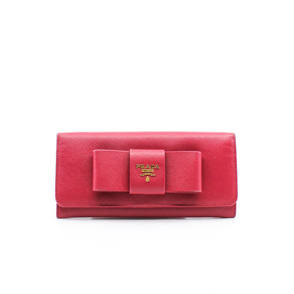 Prada wallet red rose with a bow
