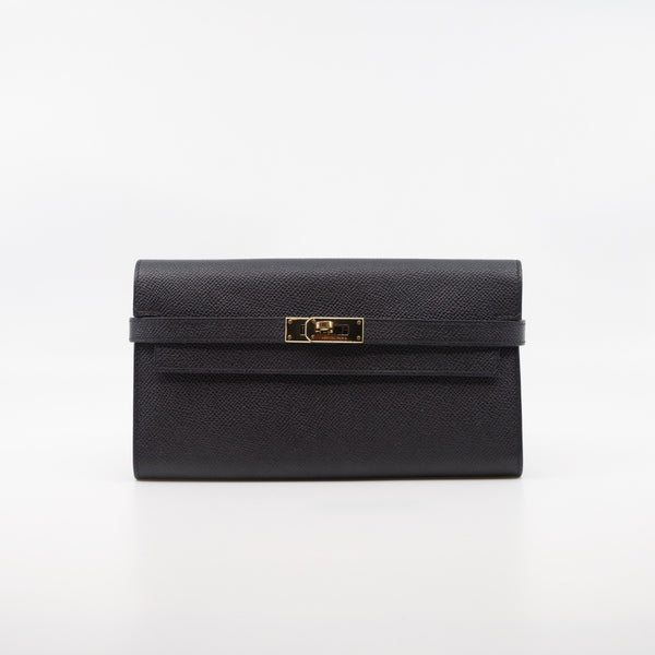 kelly wallet  black rghw epsom - L'UXE LINK