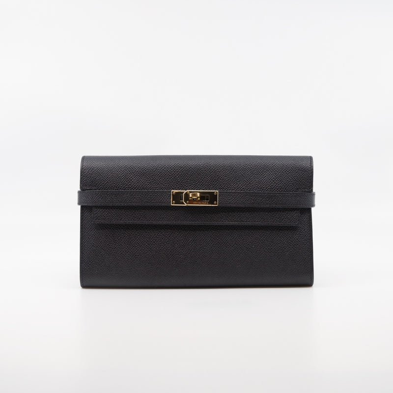 kelly wallet  black rghw epsom - L'UXE LINK