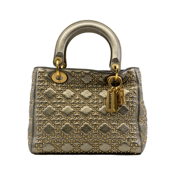 lady dior medium gold with studs