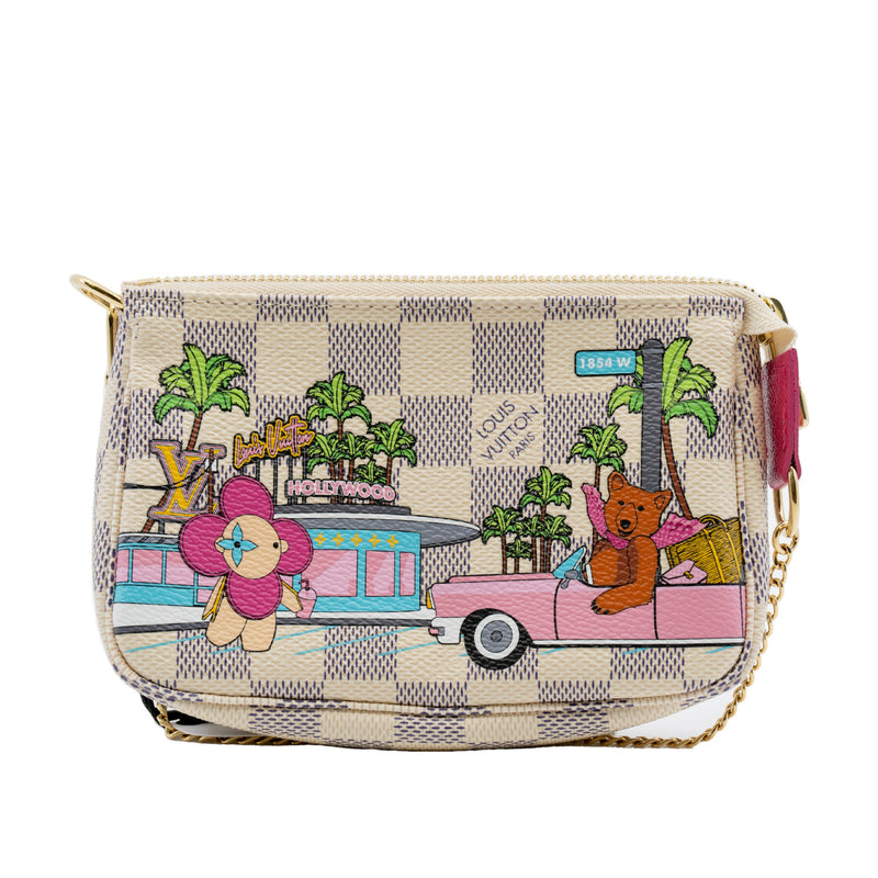 pochette accessories with vivian pear in damier azur - L'UXE LINK