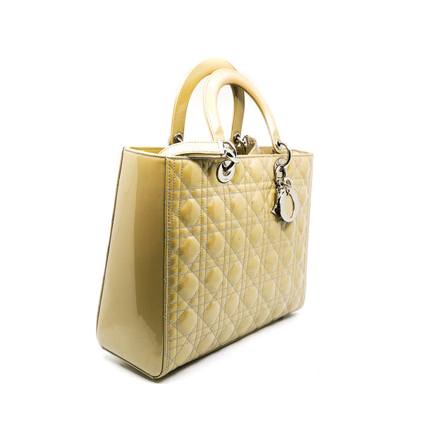 lady dior large patent grey