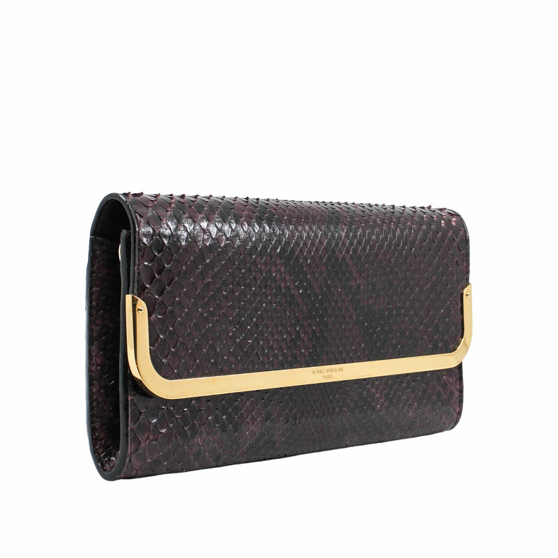 Rossmore Mm Purple Python Skin Leather Clutch ghw - L'UXE LINK