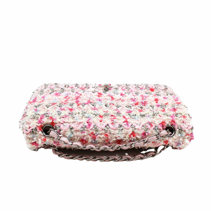 flap bag medium with knitted in cotton  multi pink phw seri 26 - L'UXE LINK