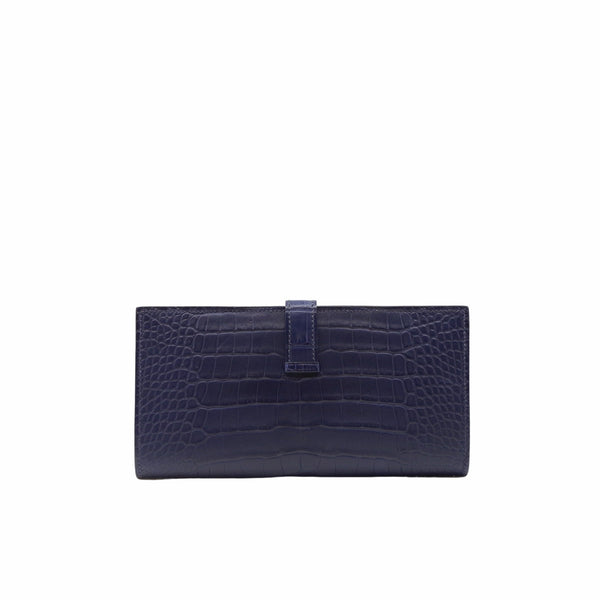 H bearn long wallet crocodile navy PHW