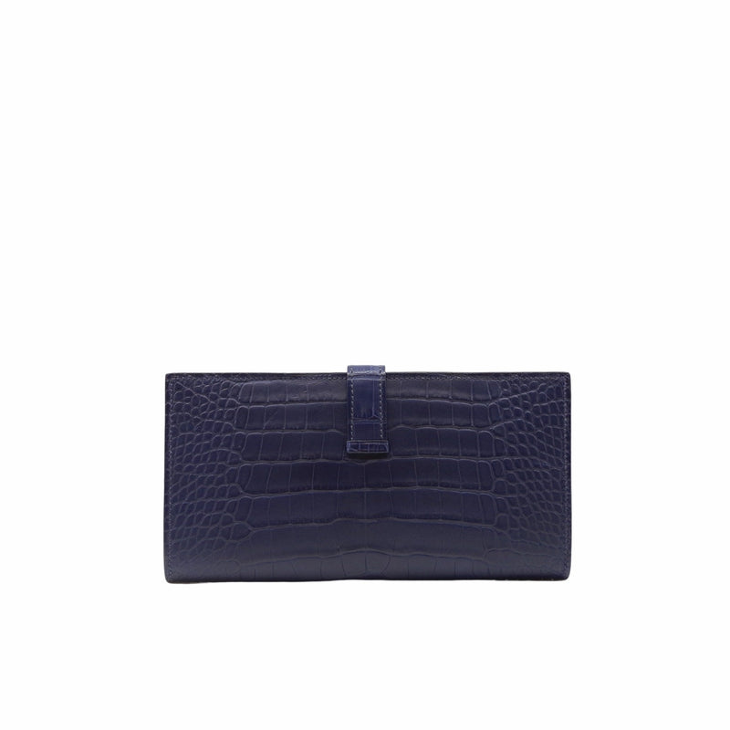 H bearn long wallet crocodile navy PHW - L'UXE LINK