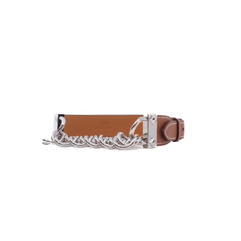 brown chain with leather wide bracelet rrp2105 - L'UXE LINK