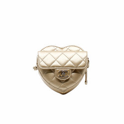 mini heart zip chain belt bag in shinning gold lambskin ghw #31