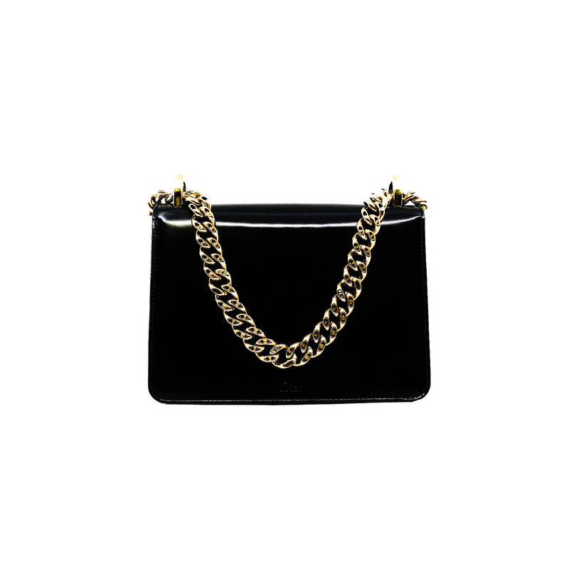 mini ama with sequin buckle in patent black ghw 2016 - L'UXE LINK