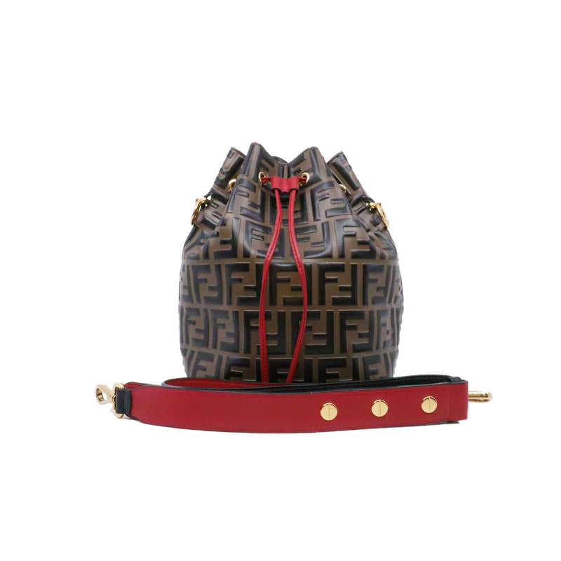 bucket tote in logo FF brown/red - L'UXE LINK