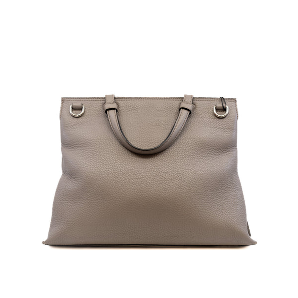 grey leather top handle flap bag