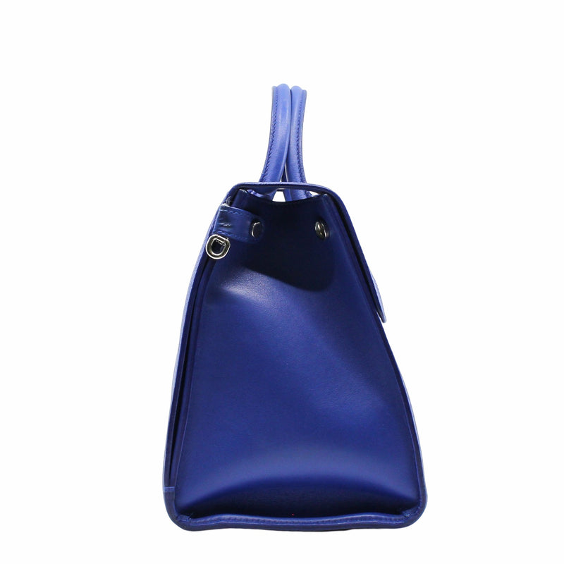 Diorever Handbag Medium Leather  Blue PHW
