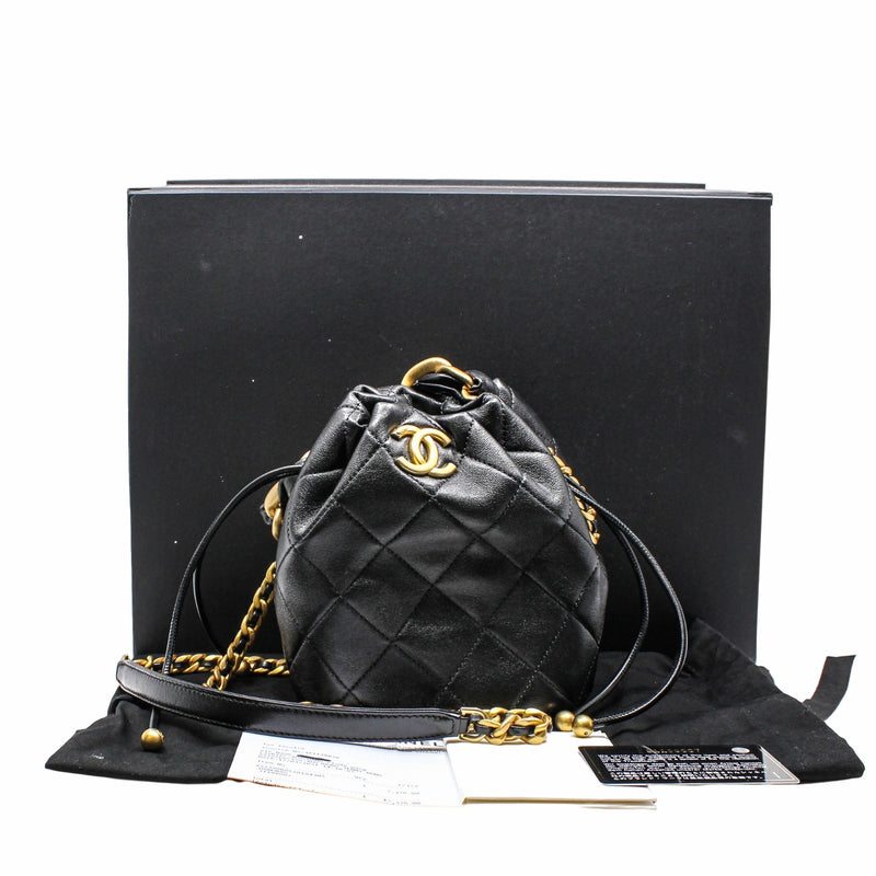 bucket bag with chain handle black ghw seri 30 - L'UXE LINK