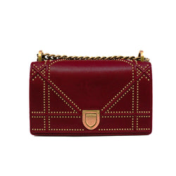 small ama with studs in lambskin red ghw 2018 - L'UXE LINK