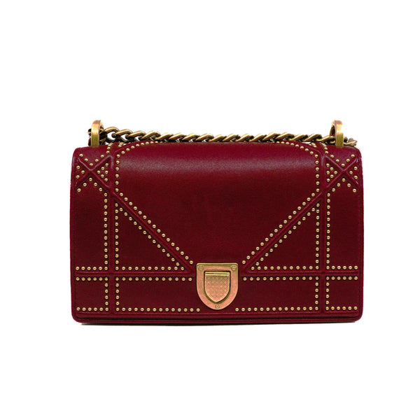 small ama with studs in lambskin red ghw 2018 - L'UXE LINK