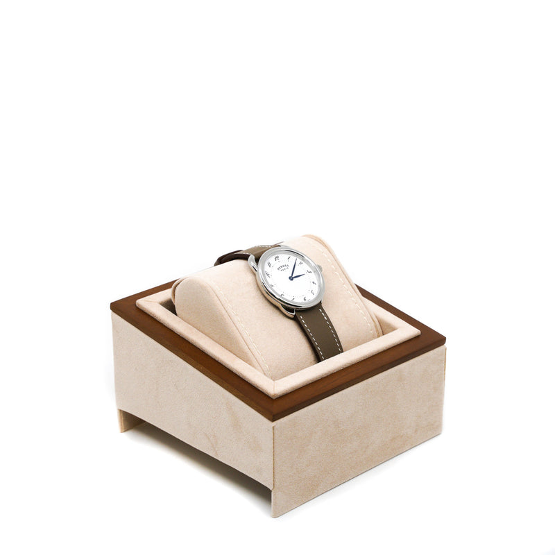 Arceau watch large model 36mm steel with etoupe strap - L'UXE LINK