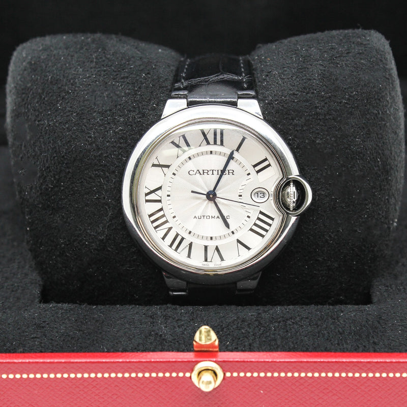 ballon bleu 40MM, AUTOMATIC steel black leather sbb0039 - L'UXE LINK